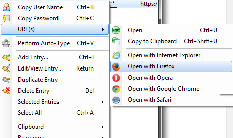 how to use Keepass to log into websites - URLEntry