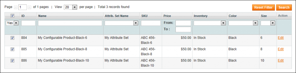 Creating a Configurable Product - List of Associated Products